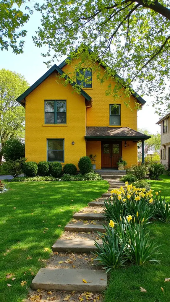 vibrant yellow with greenery