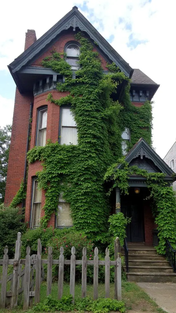 victorian architecture with ivy