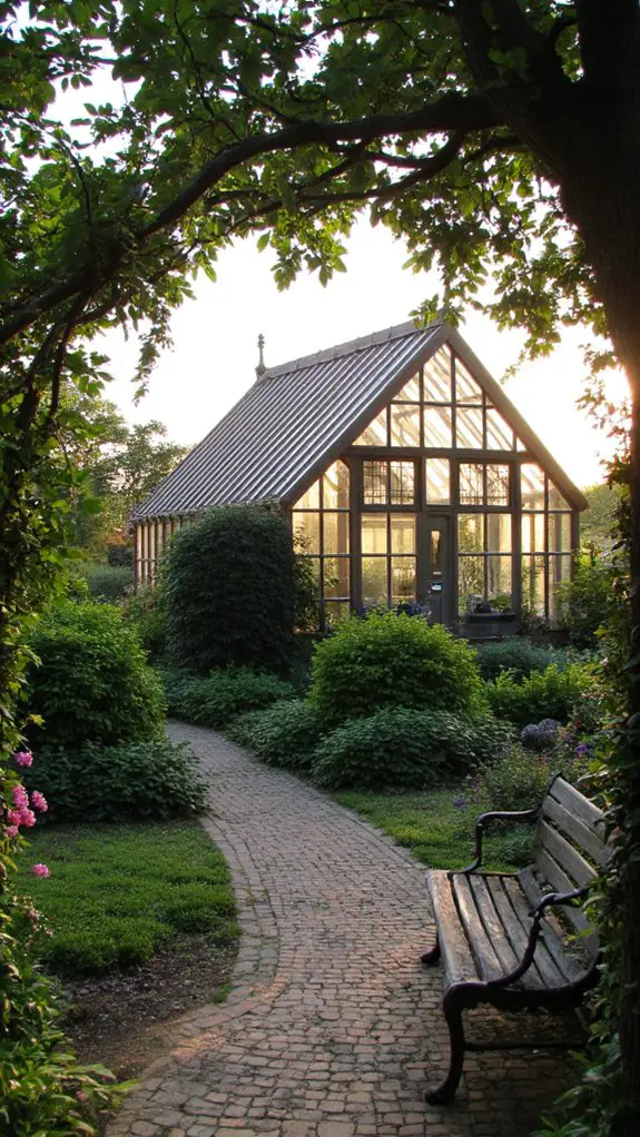 victorian greenhouse lush landscaping