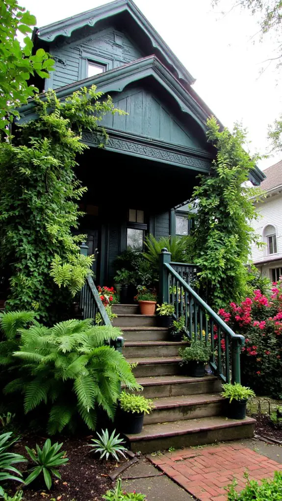 victorian home in jungle green