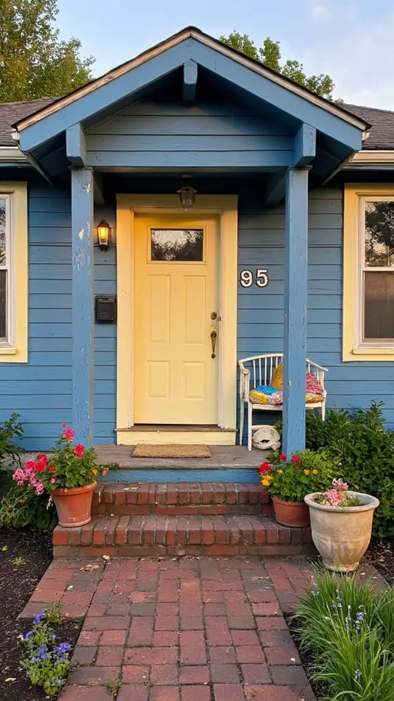 vintage blue cheerful yellow