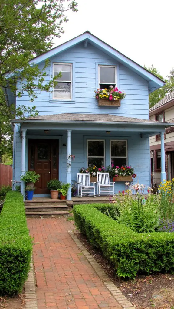 vintage blue flower boxes