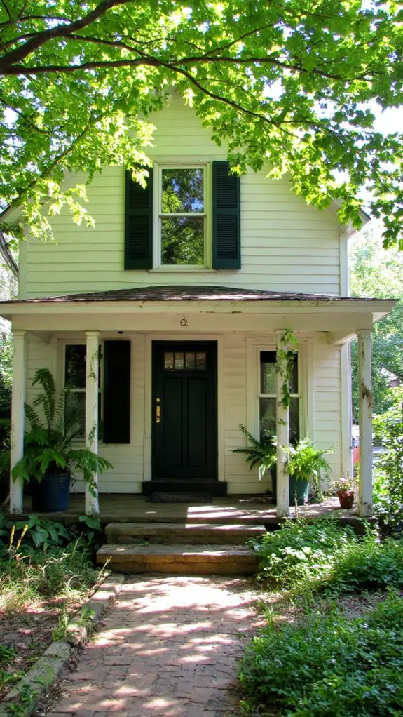 vintage home with green shutters