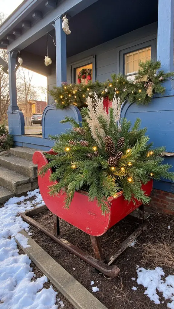vintage sleigh holiday decor