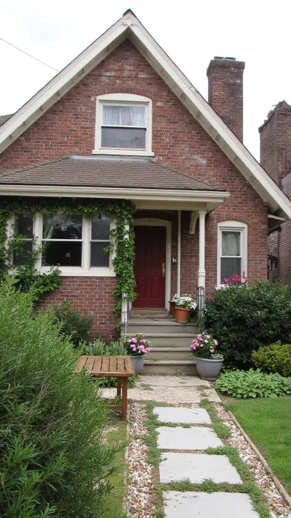 warm burgundy and beige