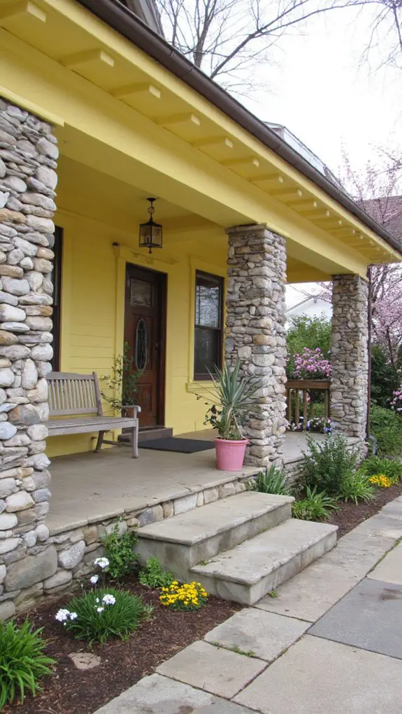warm yellow and stone elegance