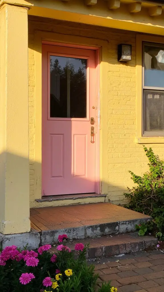 warm yellow whimsical pink