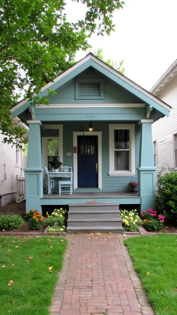 welcoming soft teal bungalow