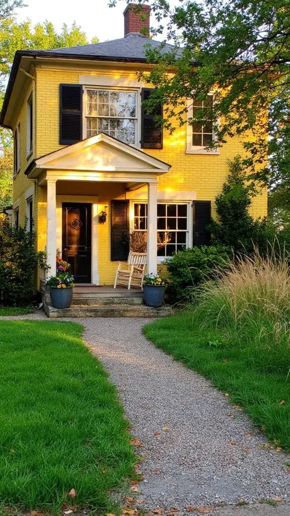 welcoming yellow farmhouse charm