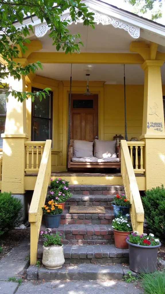 welcoming yellow porch oasis