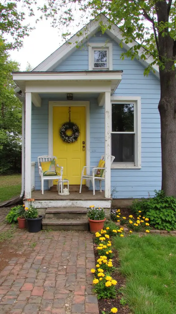 whimsical blue and yellow