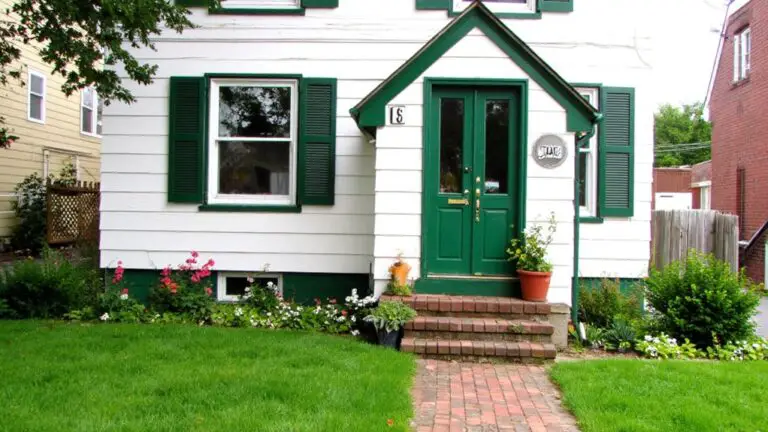 white house with green shutters