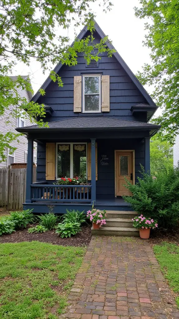 wood shutters navy contrast