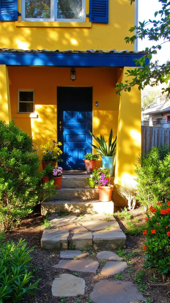 yellow home blue accents