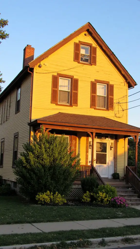 yellow home with brown accents
