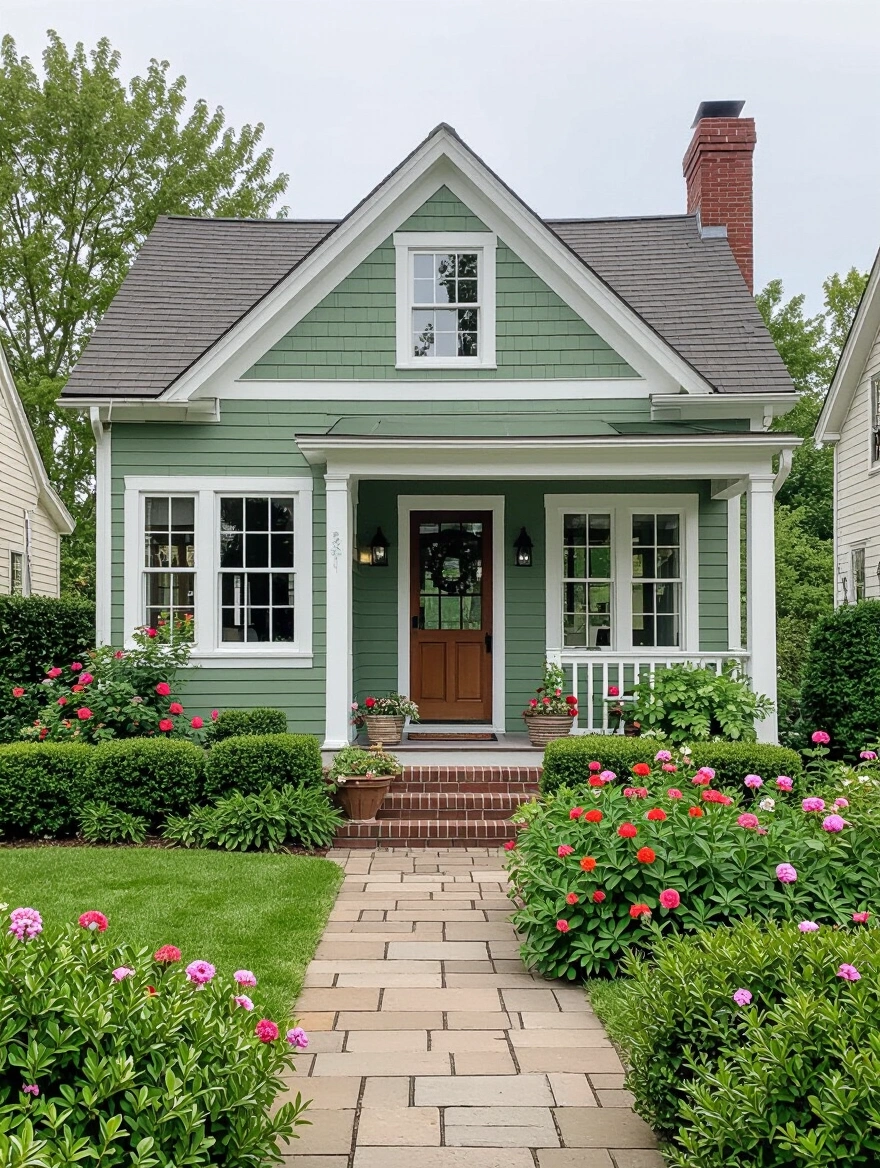 Charming Cottage with a Pop of Green