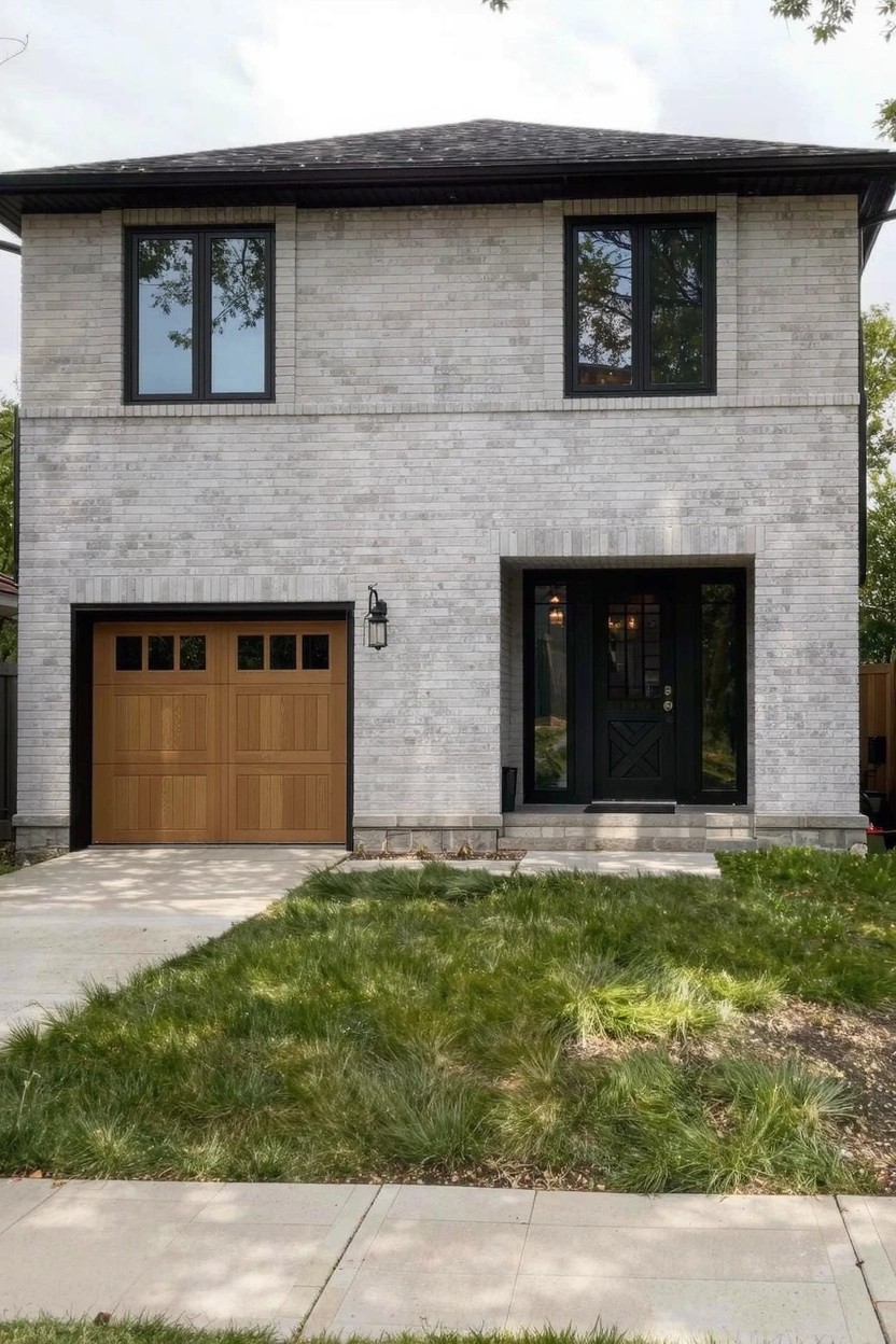 Pale Gray Brick Exterior