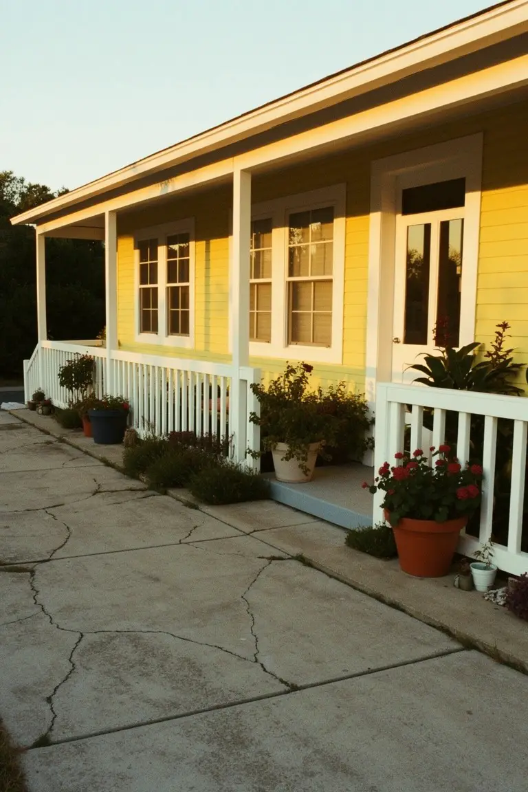 Pale Yellow Siding with White Trim