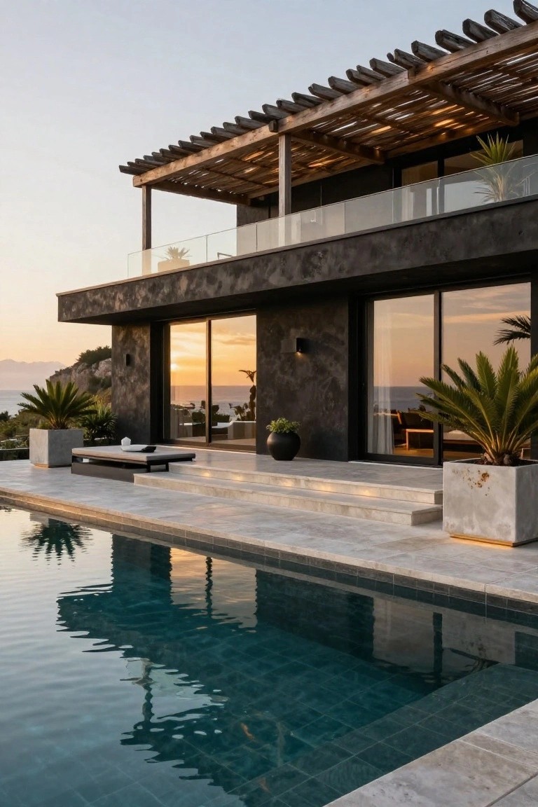 Black Textured Stucco Facade