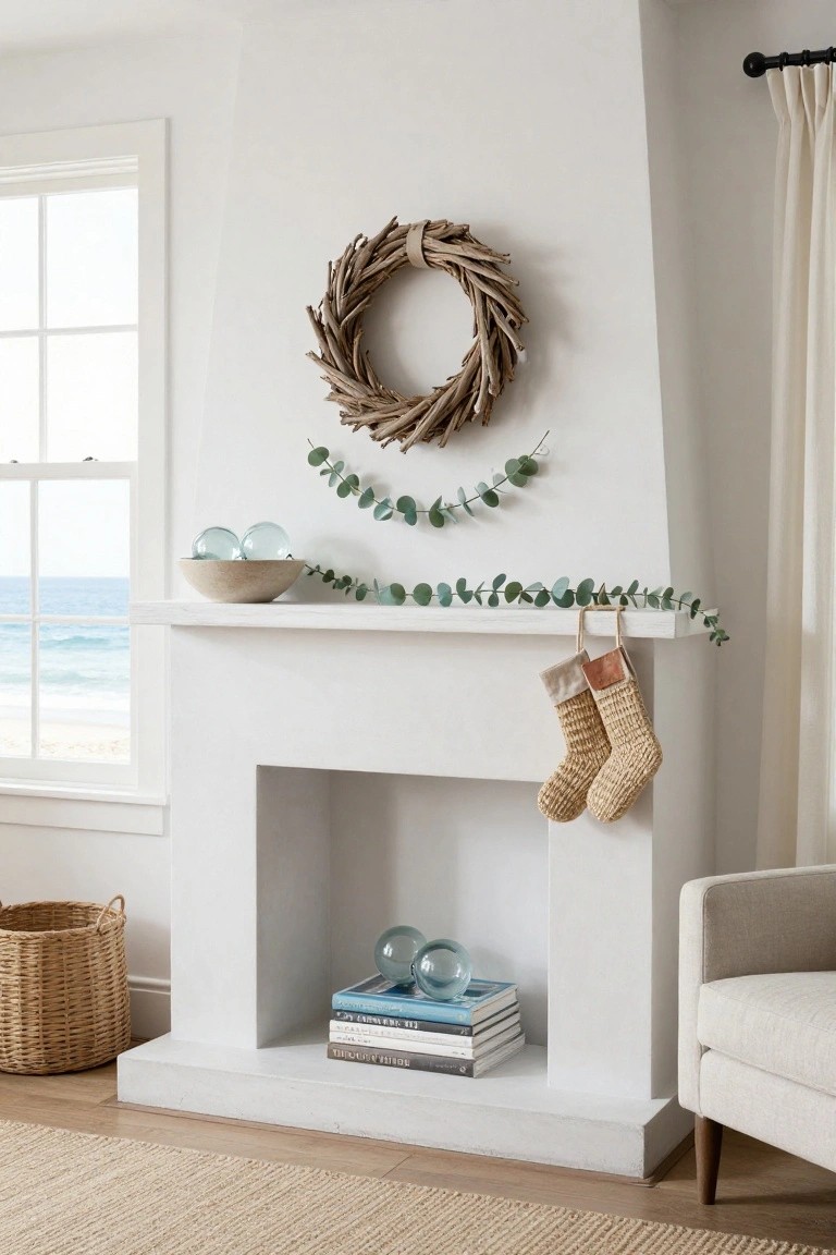 Beachy Driftwood Mantel Decor