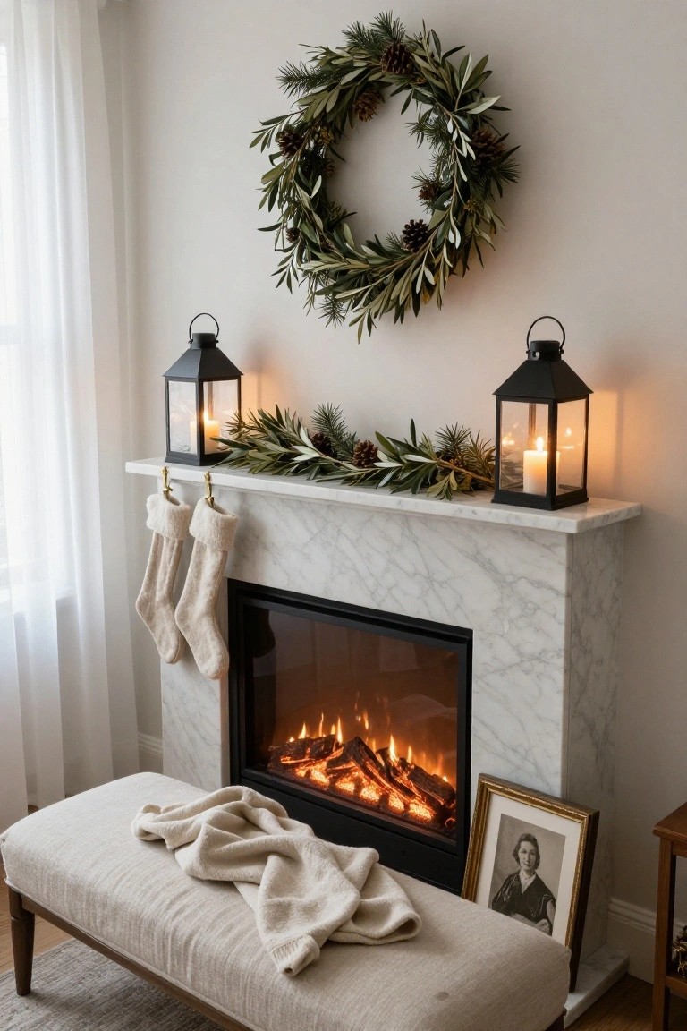 Flank the Mantel with Black Lanterns