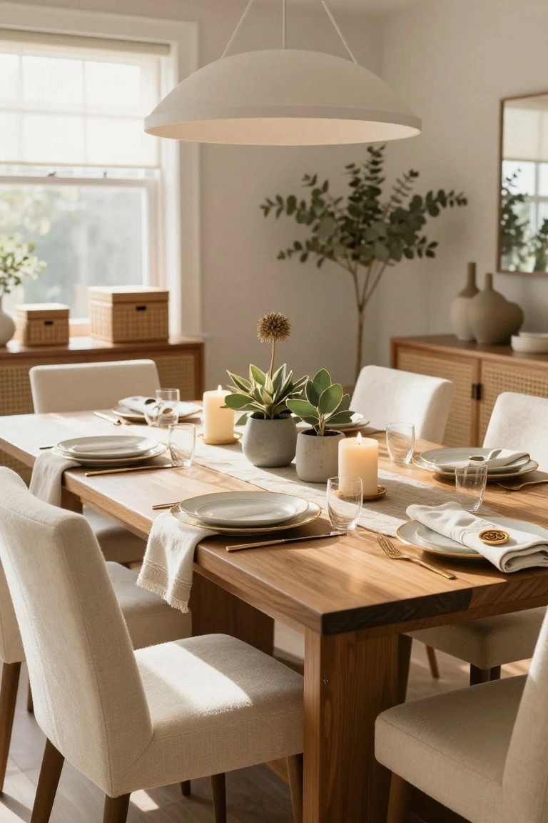 Simple Greenery and Candle Centerpieces