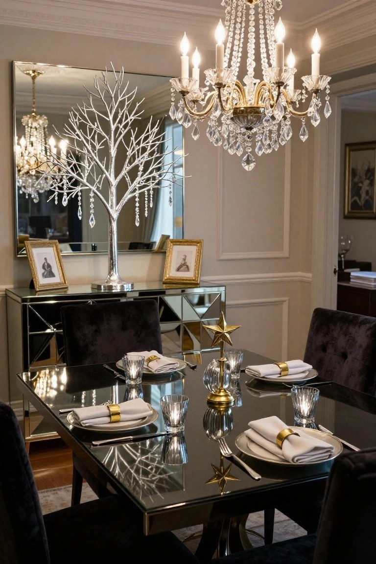 Crystal Tree Sculpture in the Dining Room