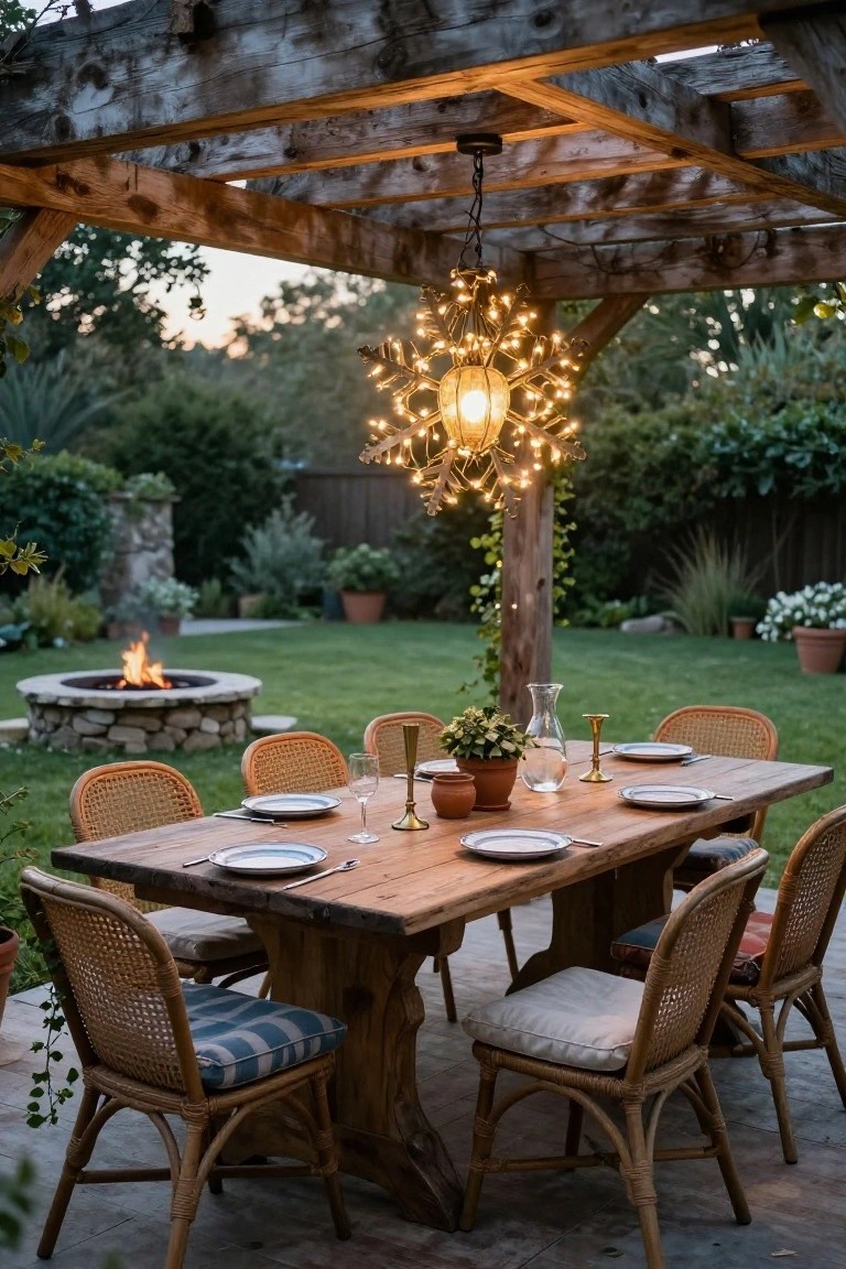Snowflake Chandelier for Pergola Dining