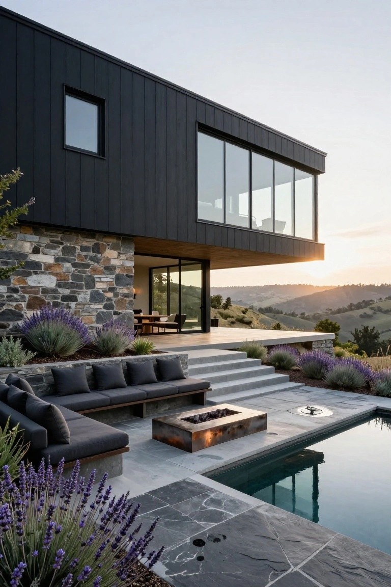 Cantilevered Black Facade Design