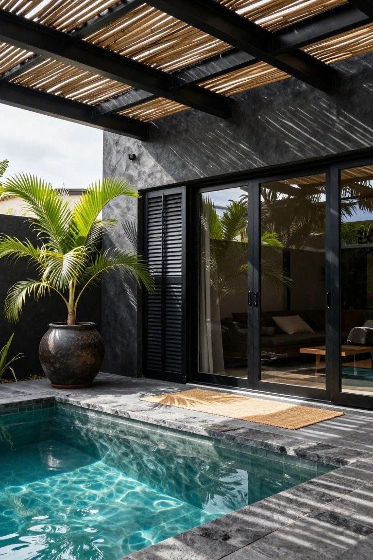 Dark Grey Stone Deck for Pool Areas