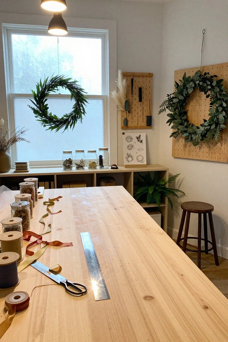 Wreath-Making Workbench Setup