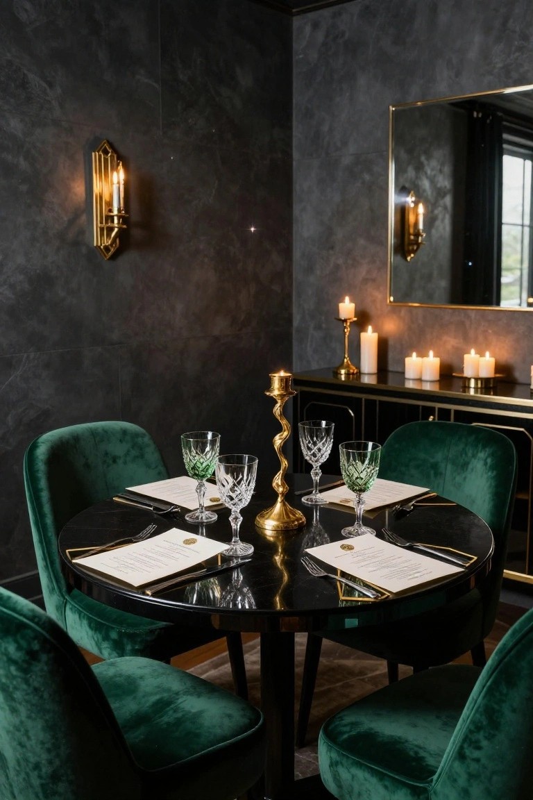 Green Velvet Chairs for Holiday Tables