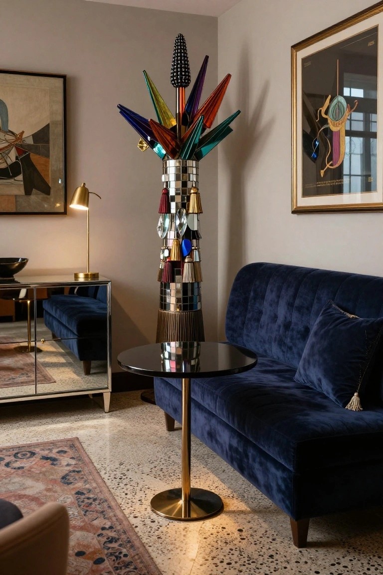 Multi-Colored Sculptural Christmas Tree Centerpiece