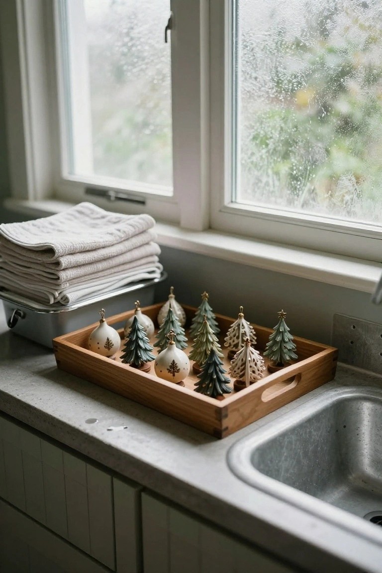Vintage Ornaments in a Kitchen Tray