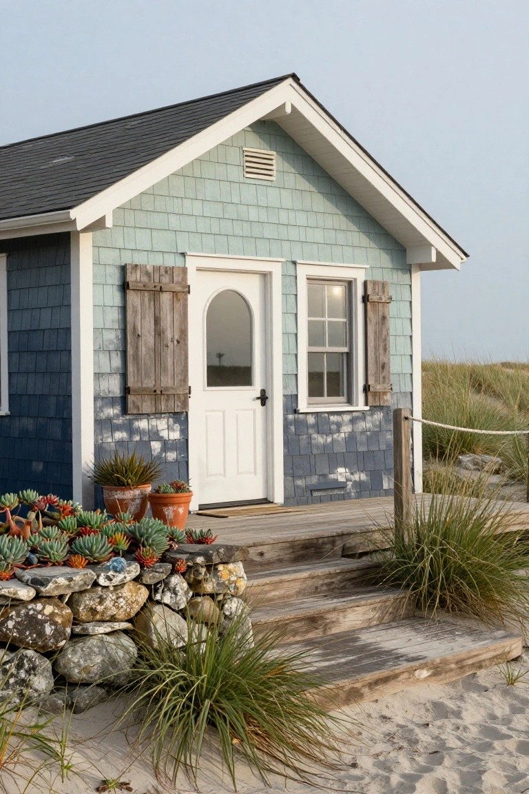 Two-Tone Blue Shingle Siding