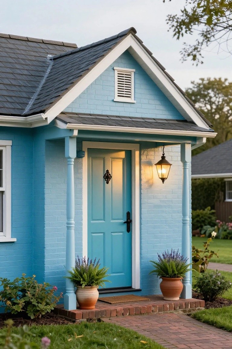 Porch Entry with Flanking Planters