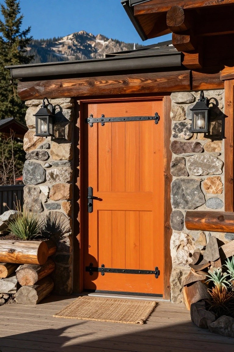 Bold Orange Cabin Door
