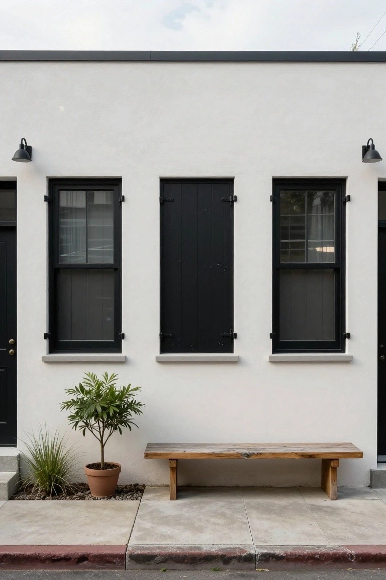 Black Shutters on White Walls