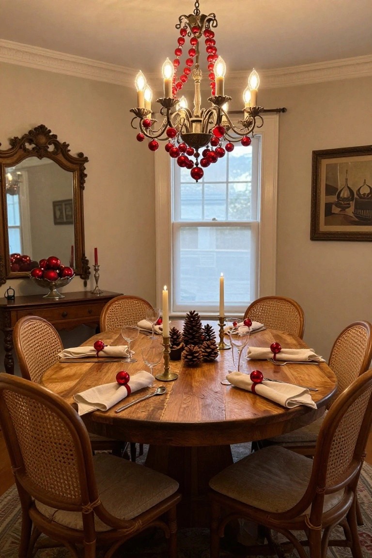 Red Ornaments as Napkin Ties