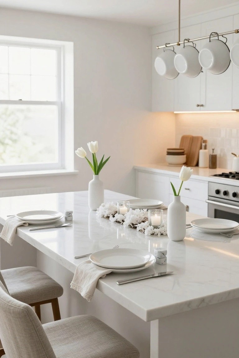 White Tulips Lighten Up Christmas Tables