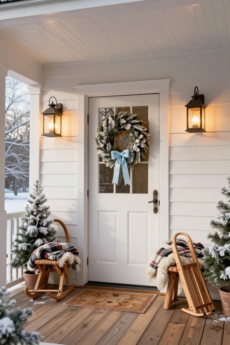 Rustic Sleds on the Porch