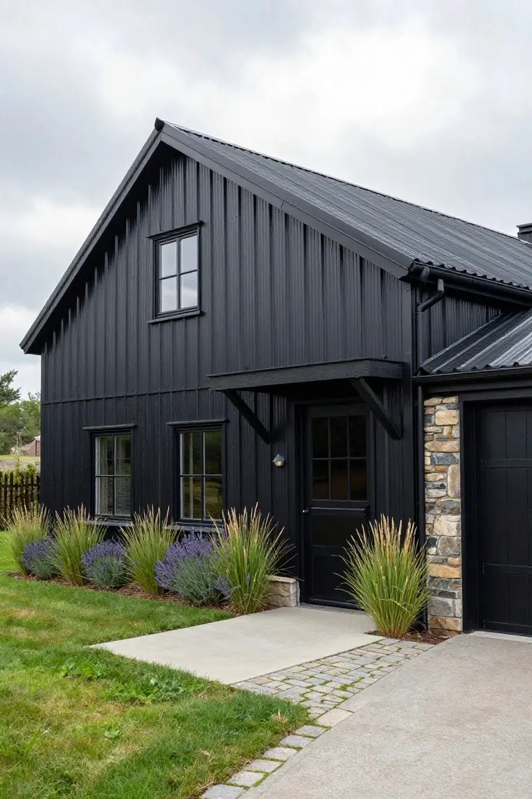 Black Metal Siding on Barn Houses