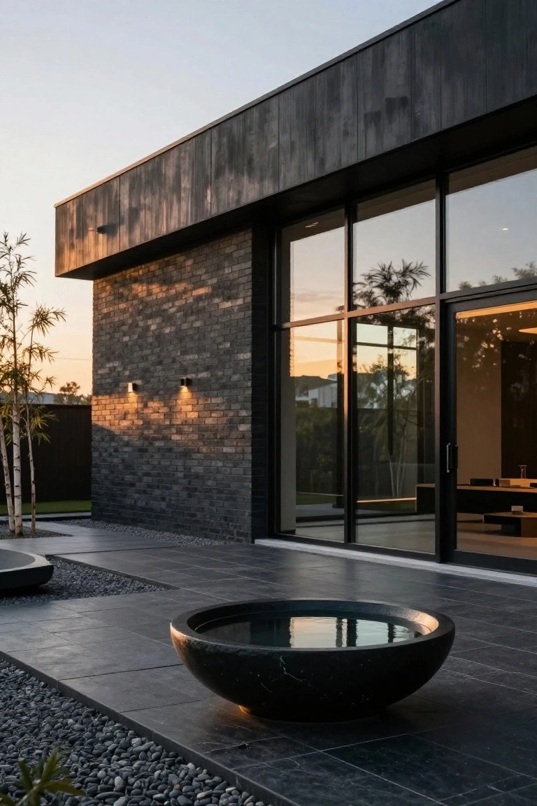 Black Brick and Timber Cladding