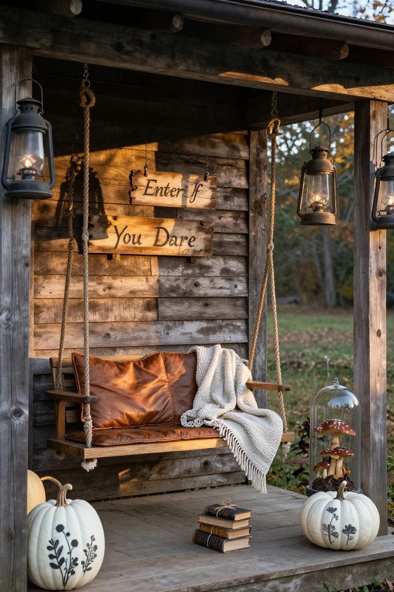 Spooky Porch Swing Setup