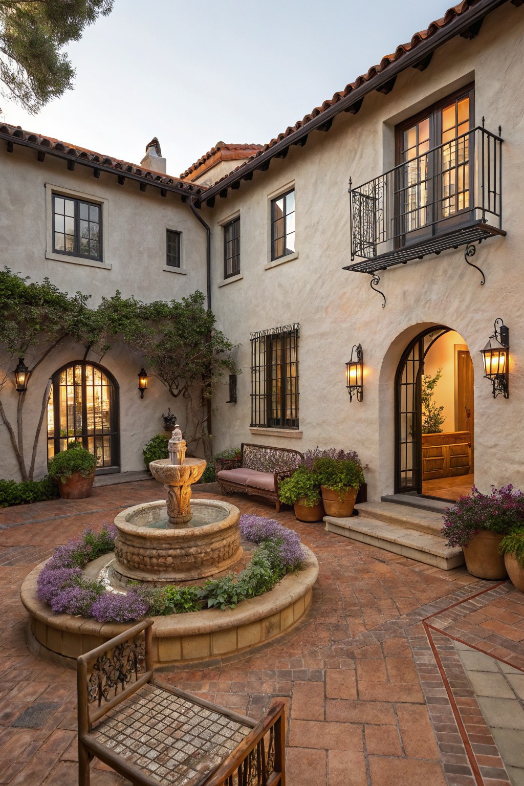 Courtyard Fountain as Outdoor Focal Point