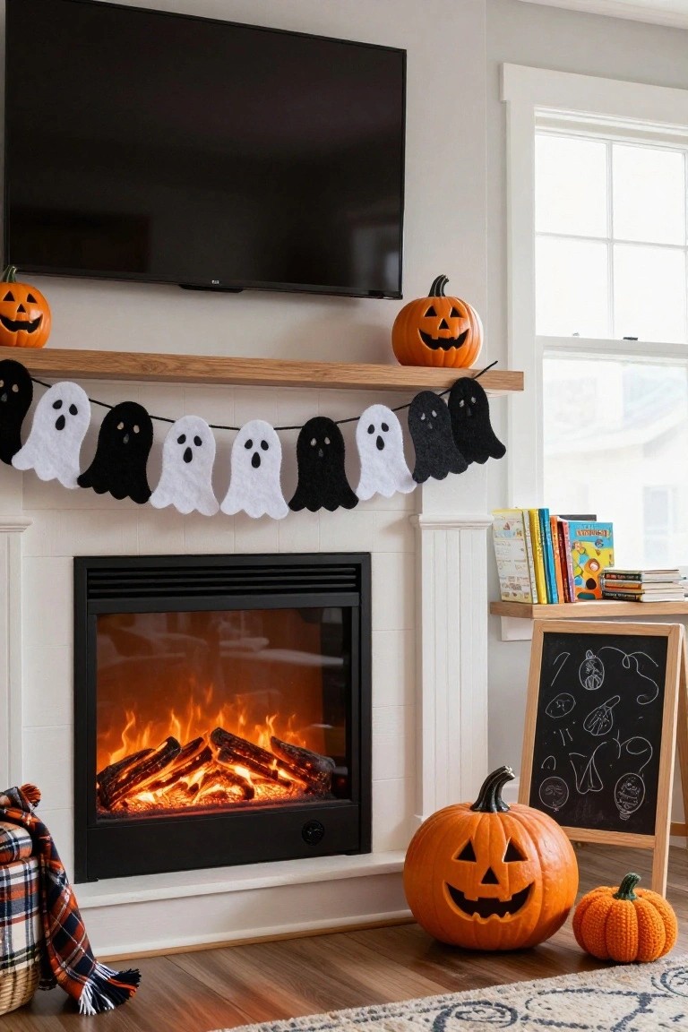 Ghost Garland on the Mantel