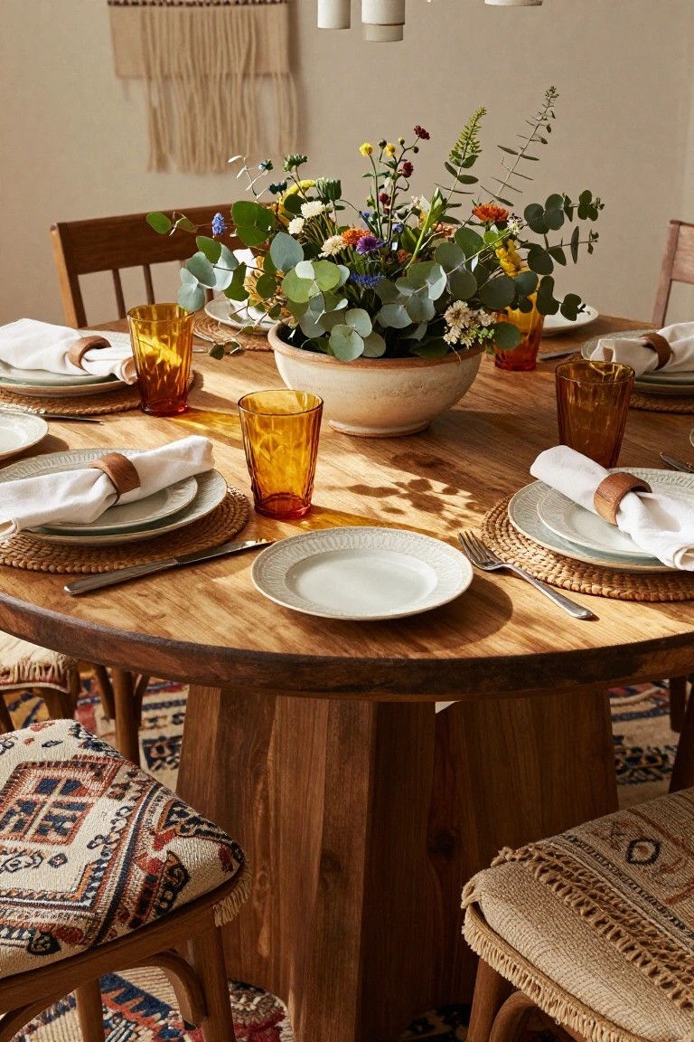 Natural Centerpiece on a Rustic Table