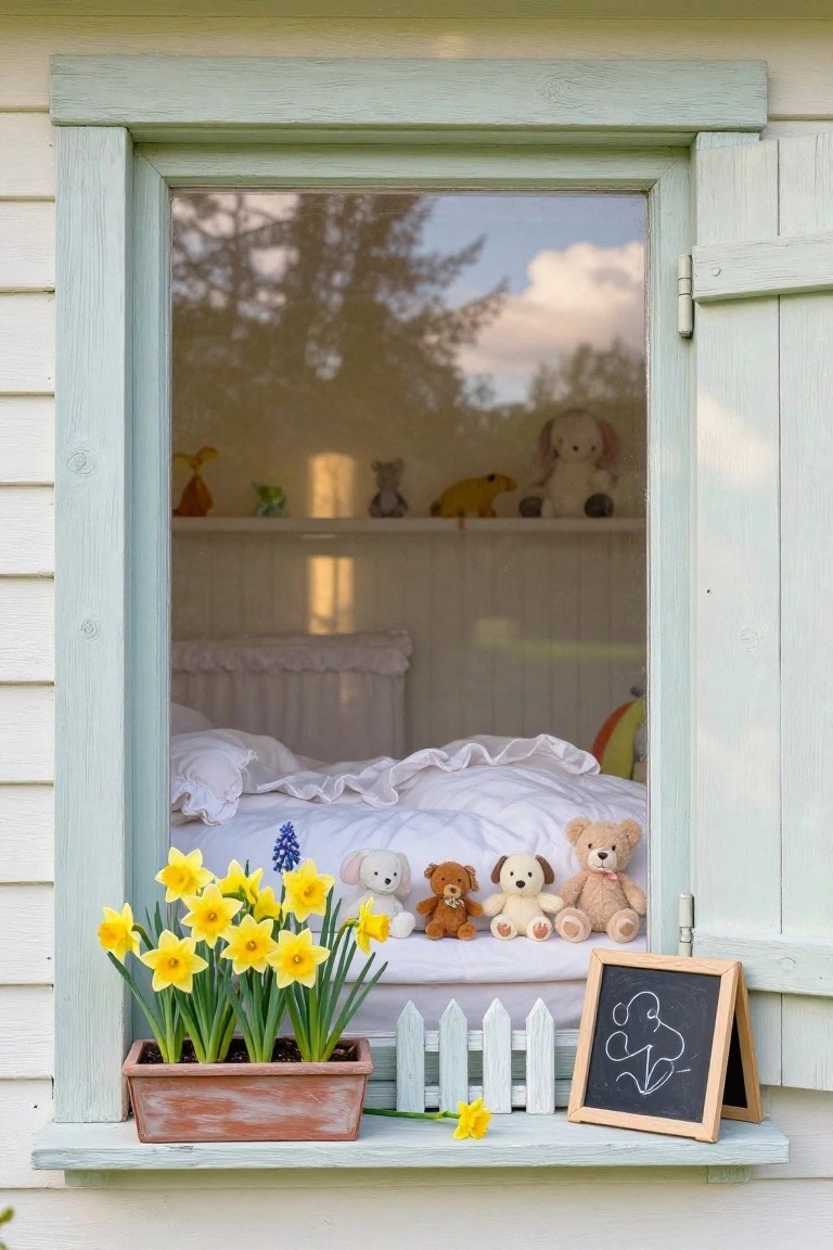 Potted Flowers on Window Sills