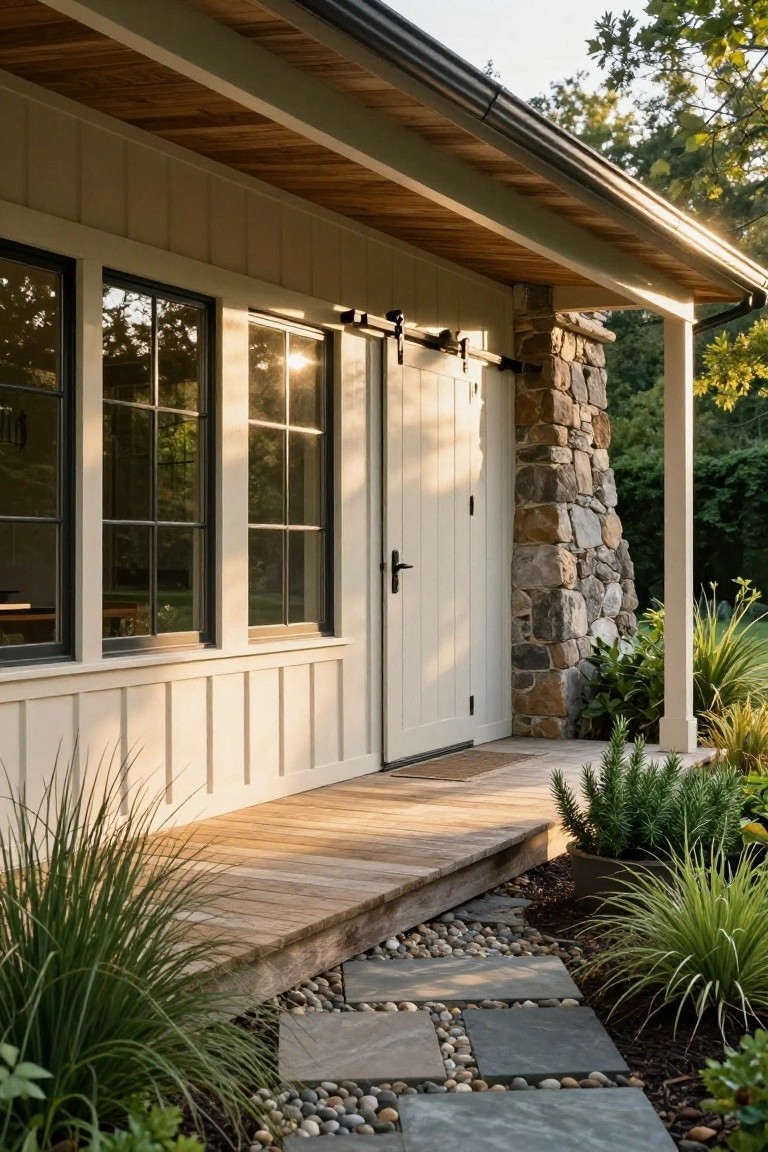 Stone Pillar Anchoring the Porch Corner