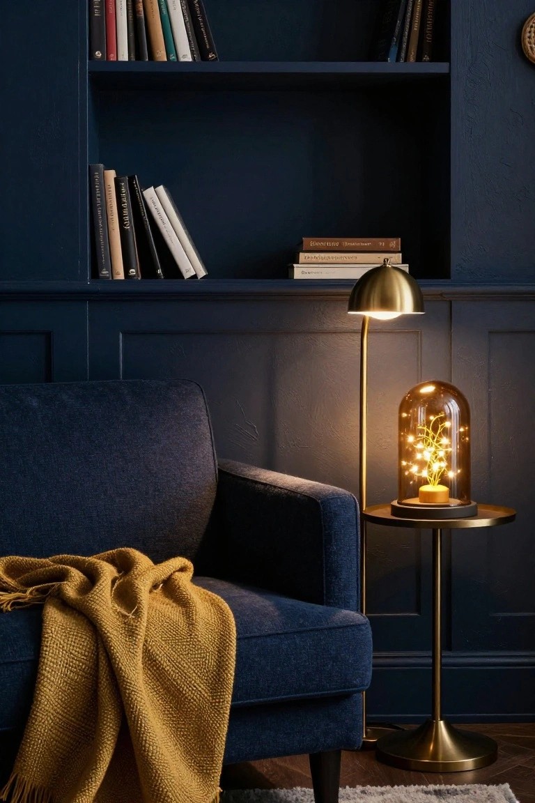 Gold Bell Jar with Fairy Lights
